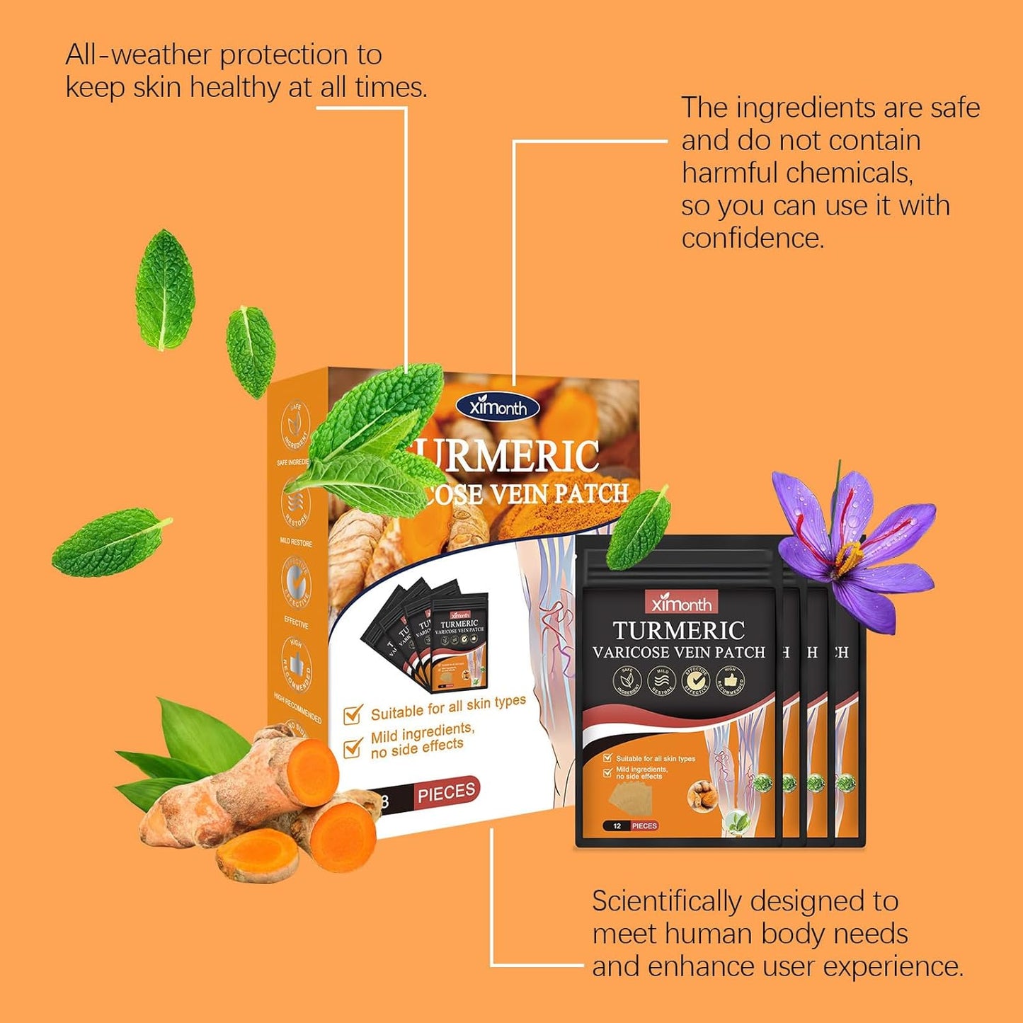 2024 New Turmeric Vein Patches for Varicose Veins Relief in Legs - ZRW 1 Box Furzero Patch