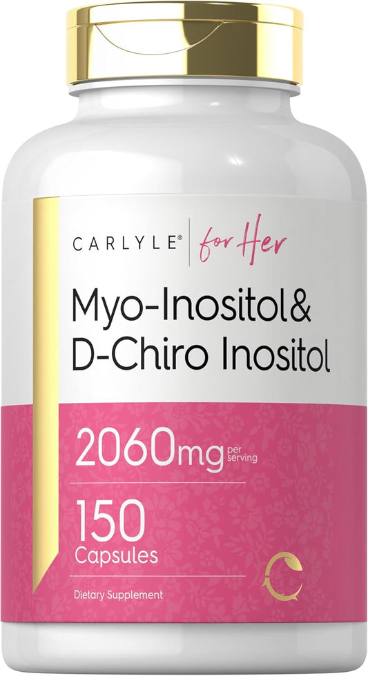 2060mg Myo-Inositol and D-Chiro Inositol Capsules - 150 Count | Non-GMO, Gluten Free Supplement