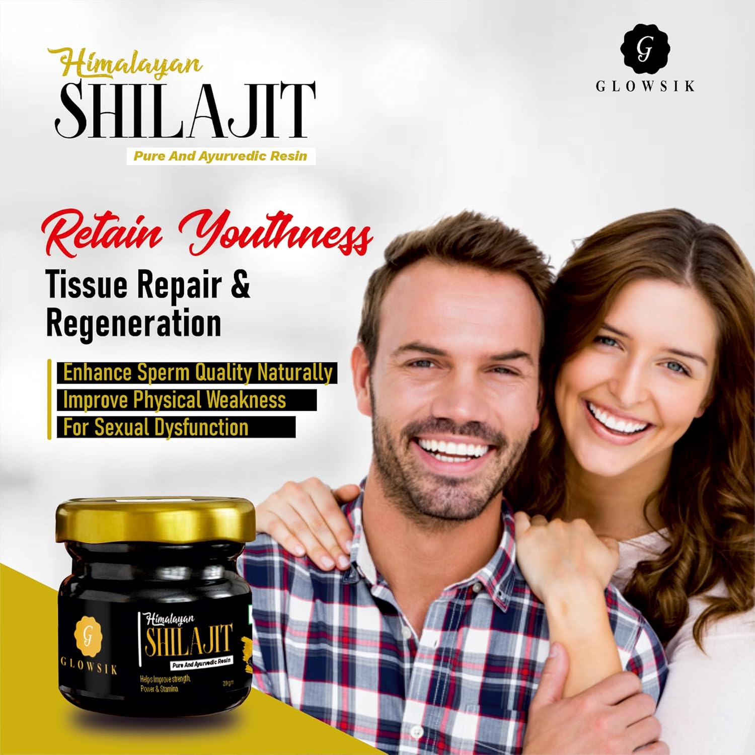 20g G-GLOWSIK Original Himalayan Shilajit Resin for Men & Women - Pure Shilajeet Resin