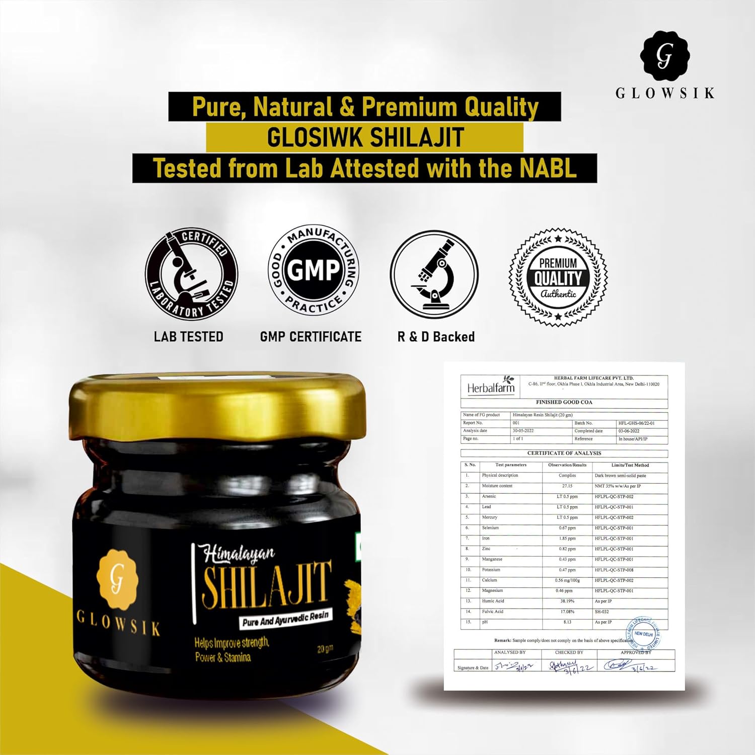 20g G-GLOWSIK Original Himalayan Shilajit Resin for Men & Women - Pure Shilajeet Resin