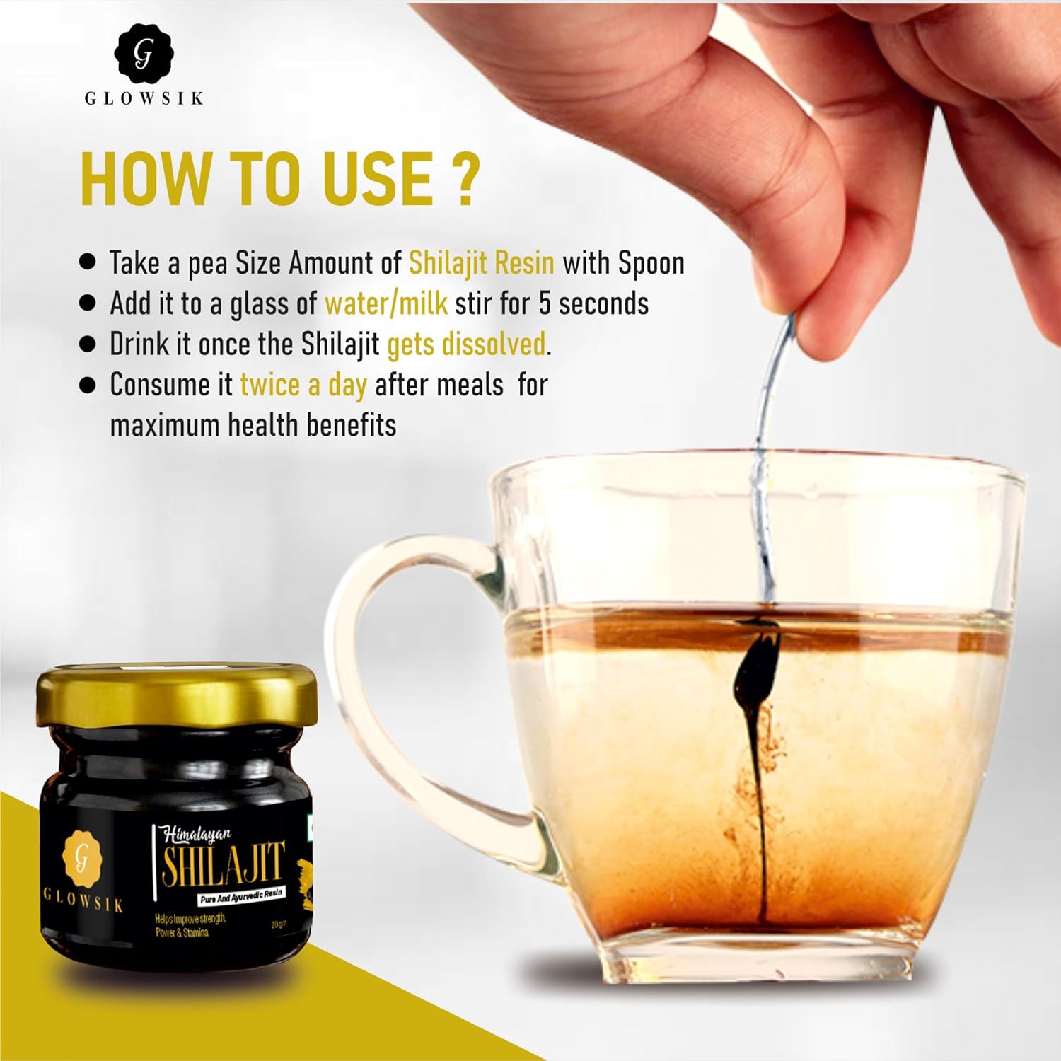 20g G-GLOWSIK Original Himalayan Shilajit Resin for Men & Women - Pure Shilajeet Resin