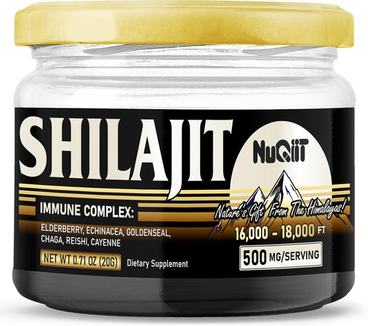 20g NUQIIT Shilajit Resin with Elderberry, Echinacea, Goldenseal, Chaga, Reishi, Cayenne - Immune Support Blend
