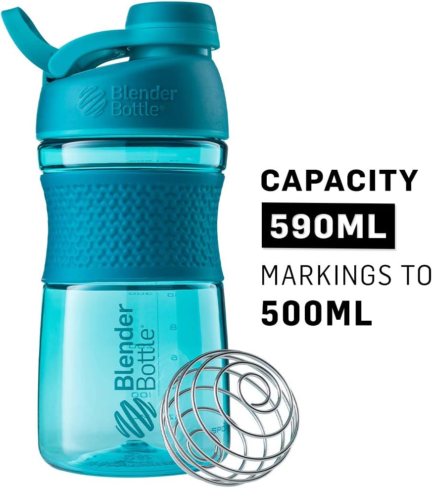 20oz BlenderBottle SportMixer Protein Shaker Bottles in Rose and Teal with BlenderBall Wire Whisk
