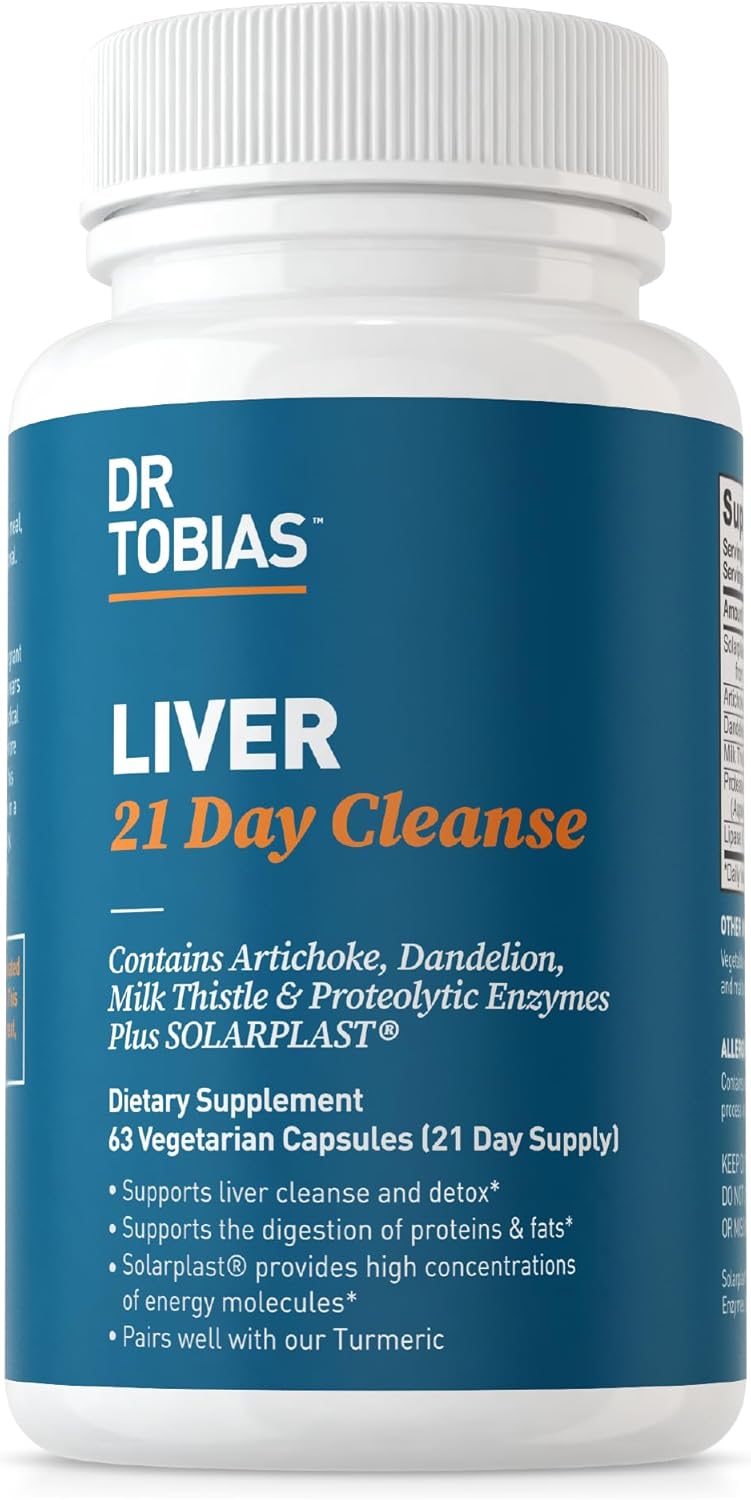 21 Day Herbal Liver Detox Cleanse with Solarplast, Artichoke, Milk Thistle & Dandelion Extract - 63 Capsules