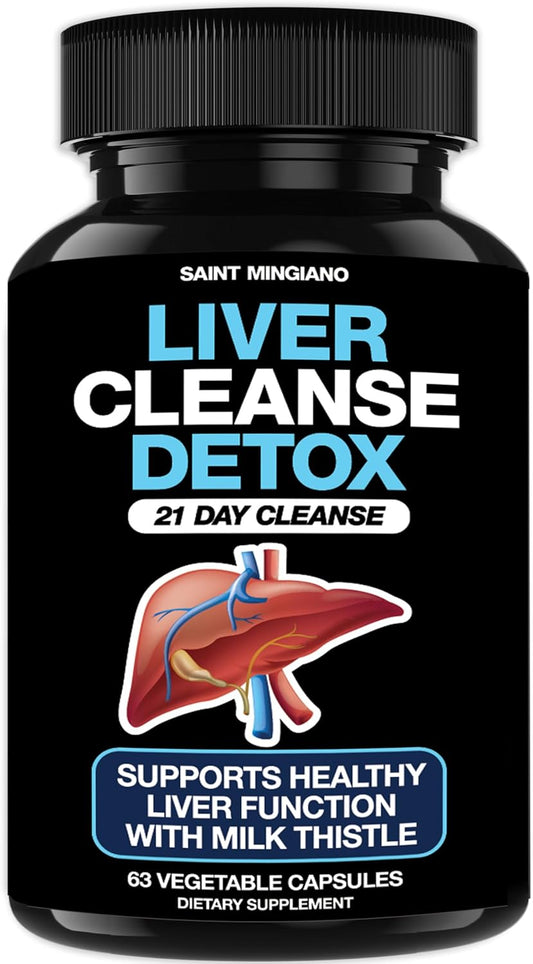 21-Day Liver Cleanse Detox & Repair Supplement - Natural Support with Milk Thistle, Dandelion, Spinach, & Artichoke Extract - Improve Liver Health with Saint Mingiano