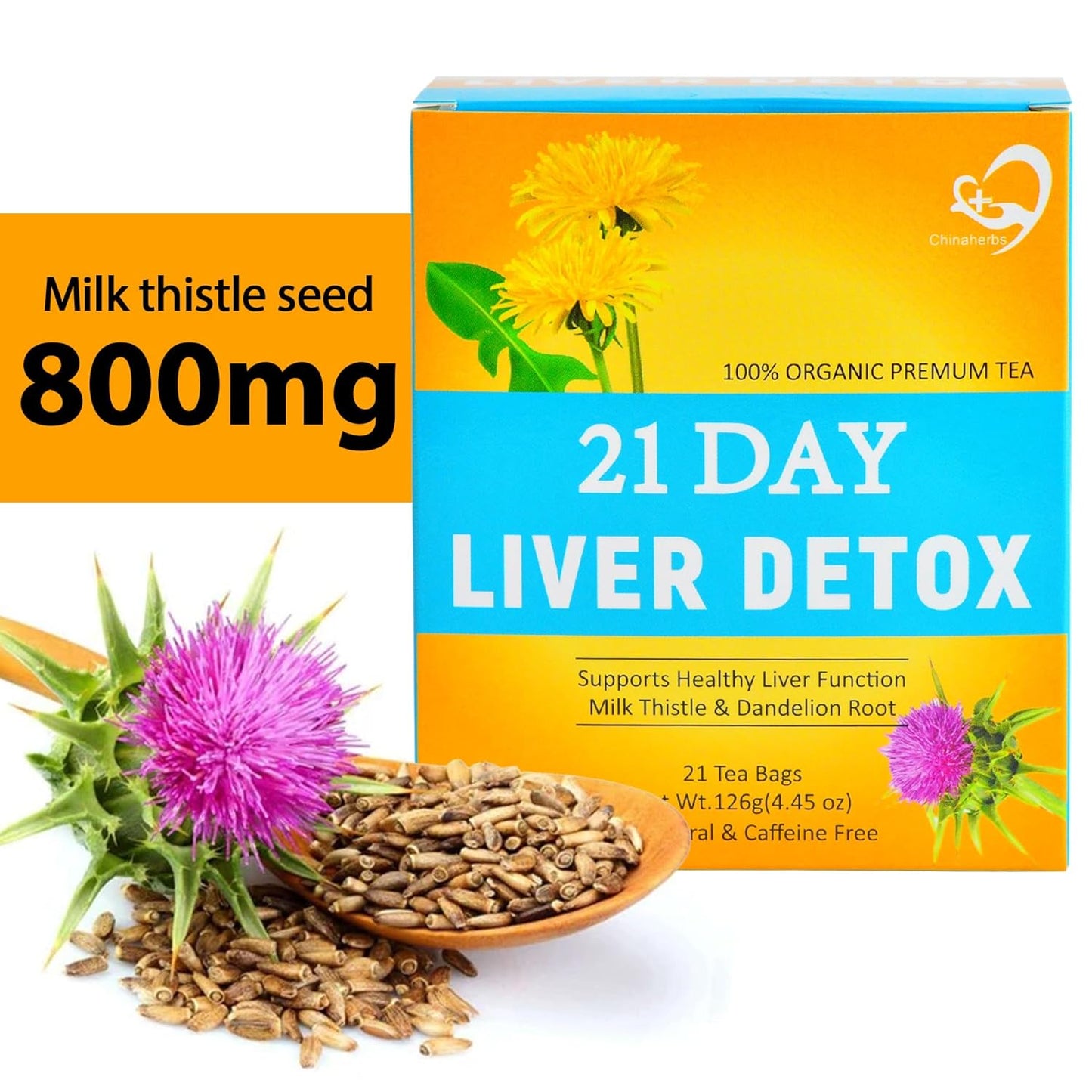 21 Day Milk Thistle Liver Detox Tea for Liver Cleanse with High Milk Thistle Seed and Licorice Root Content