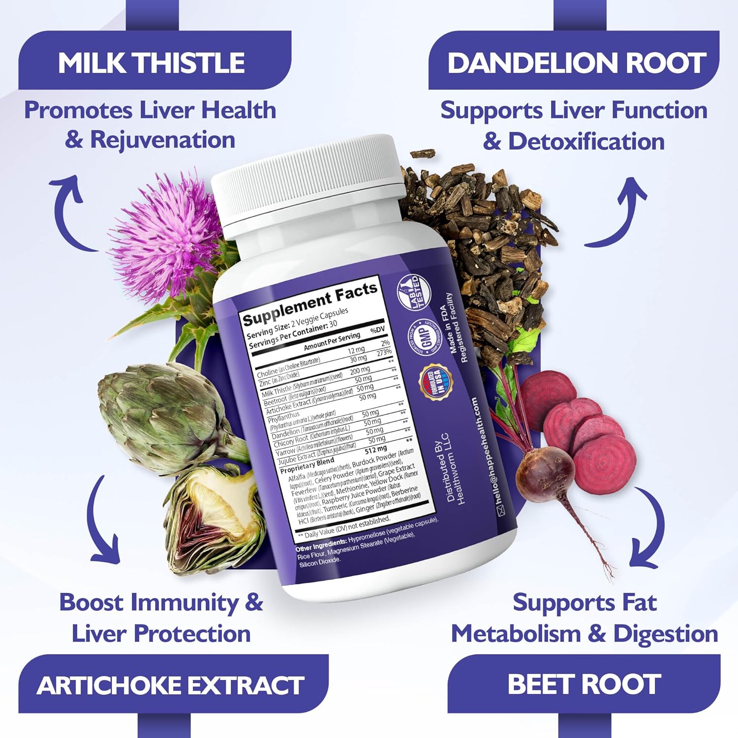 21-in-1 Liver Cleanse Detox & Repair Supplement for Women & Men - Complete Liver Support with Milk Thistle - Vegan, Made in USA - 60 Capsules