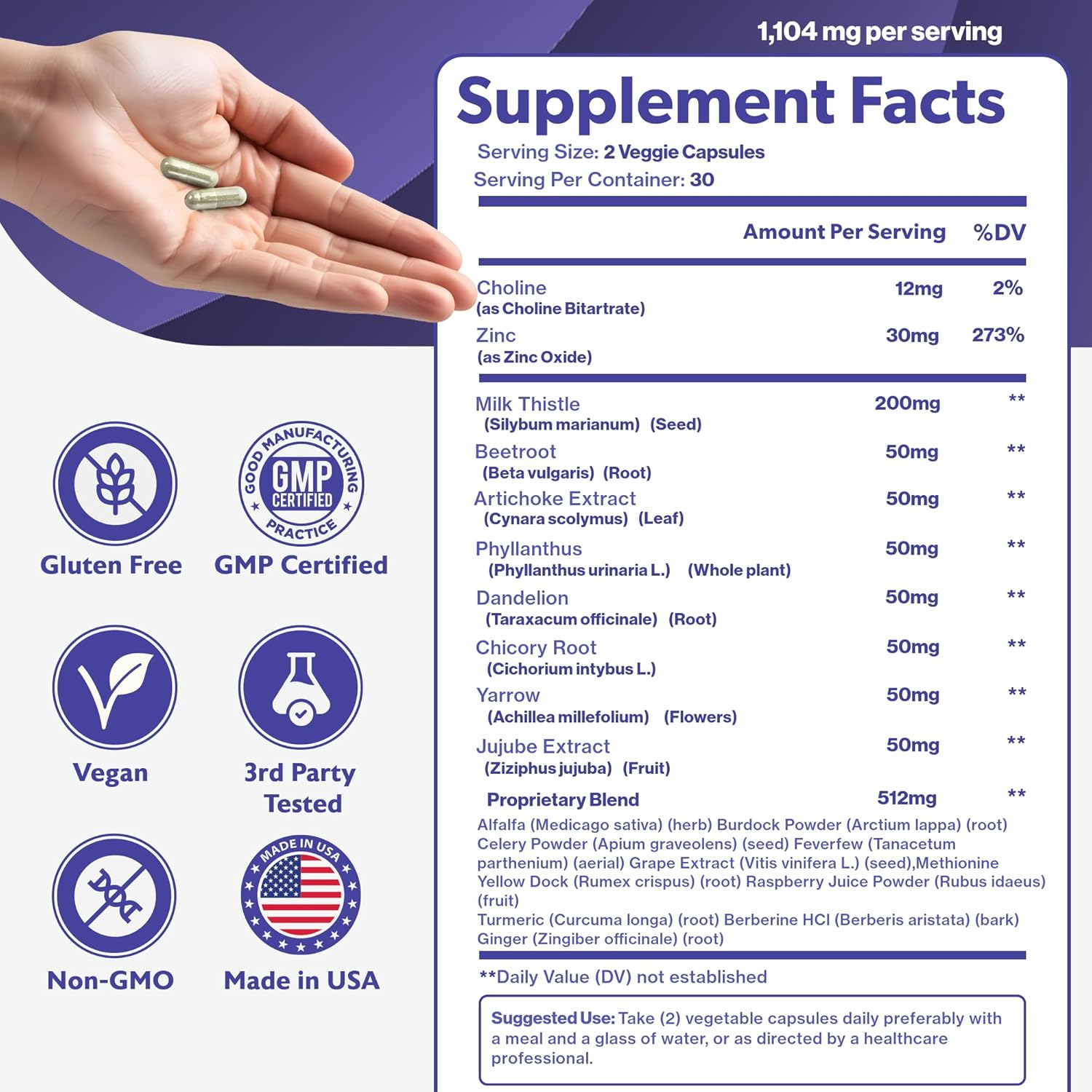 21-in-1 Liver Cleanse Detox & Repair Supplement for Women & Men - Complete Liver Support with Milk Thistle - Vegan, Made in USA - 60 Capsules