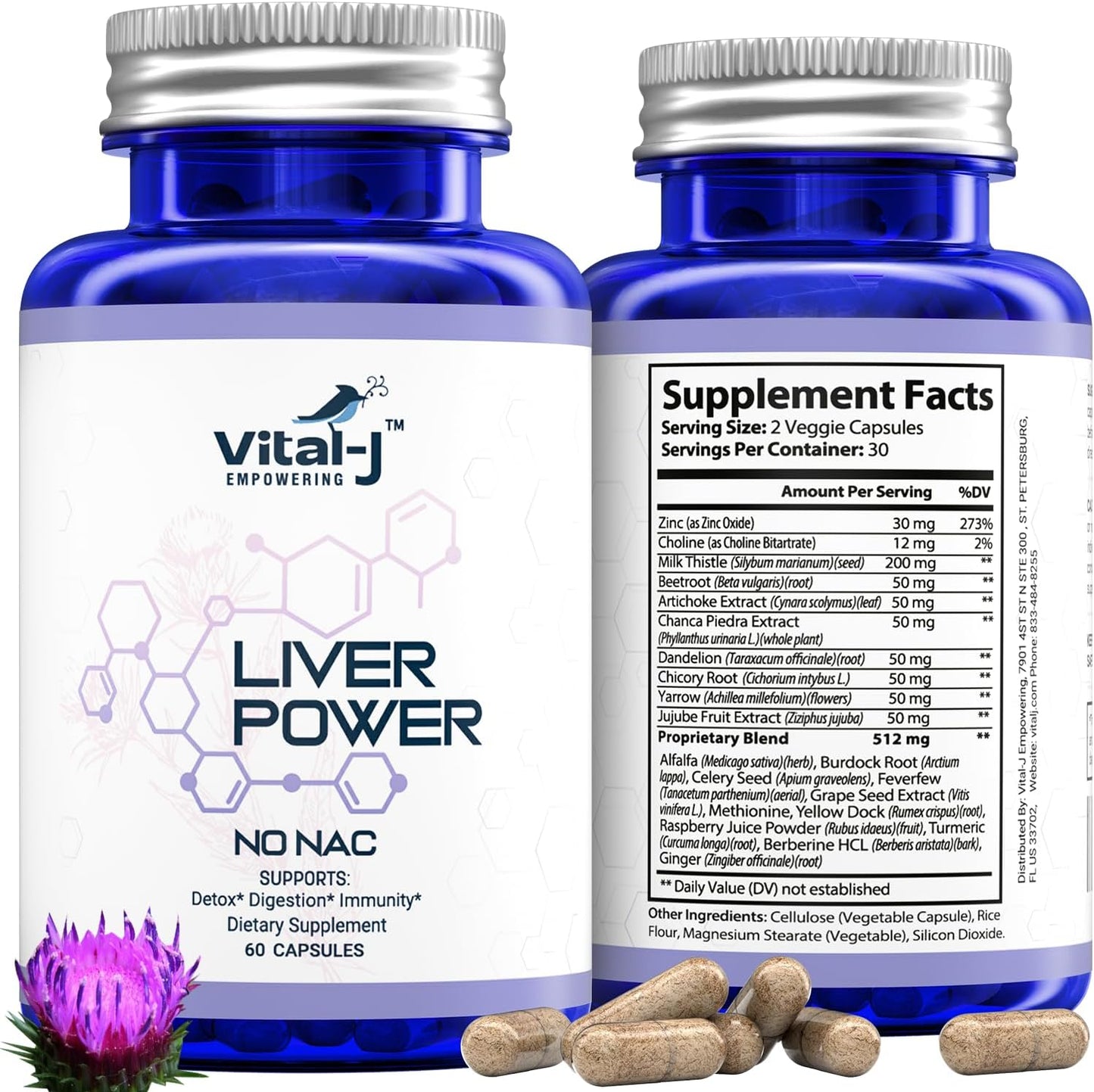 21-in-1 Liver Support Supplement with Milk Thistle, Zinc, Beetroot, & Artichoke - Detox & Repair Formula for Digestion & Immunity - 60 Capsules