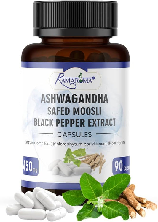 2,100mg Ashwagandha Capsules - 90 Capsules with Ashwagandha Powder and Root Extract