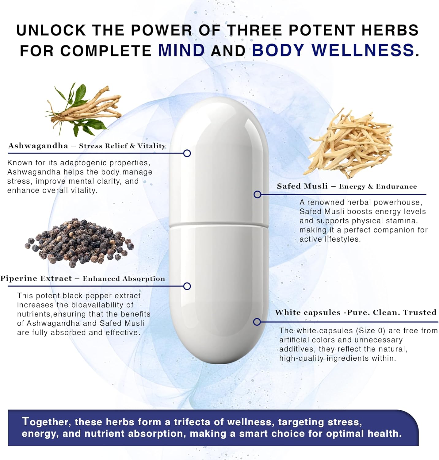 2,100mg Ashwagandha Capsules - 90 Capsules with Ashwagandha Powder and Root Extract