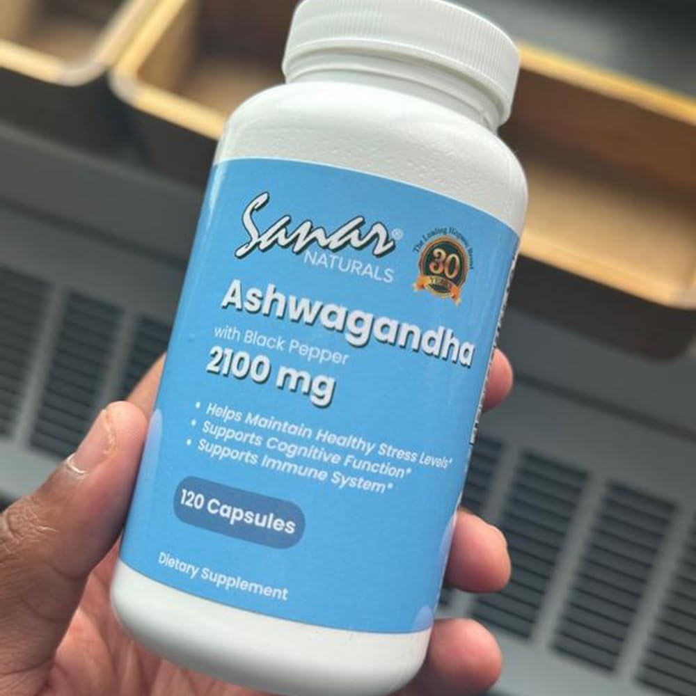 2100mg Ashwagandha Supplement for Stress Relief, Mood Support - 120 Vegan Capsules - Non-GMO Formula for Calm and Focus