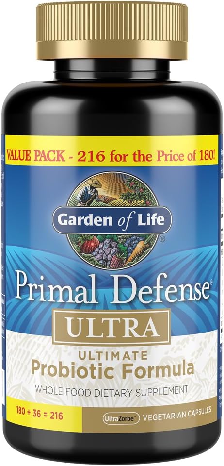 216 Count Garden of Life Primal Defense ULTRA Probiotic Capsules for Digestive and Gut Health