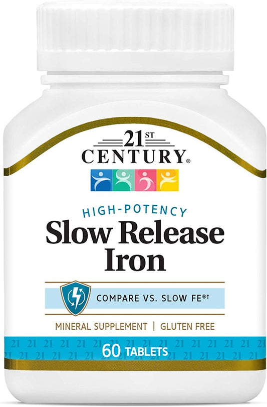 21st Century Slow Release Iron Supplement, 60 Tablets - High Potency Iron Pills for Energy & Immune Support