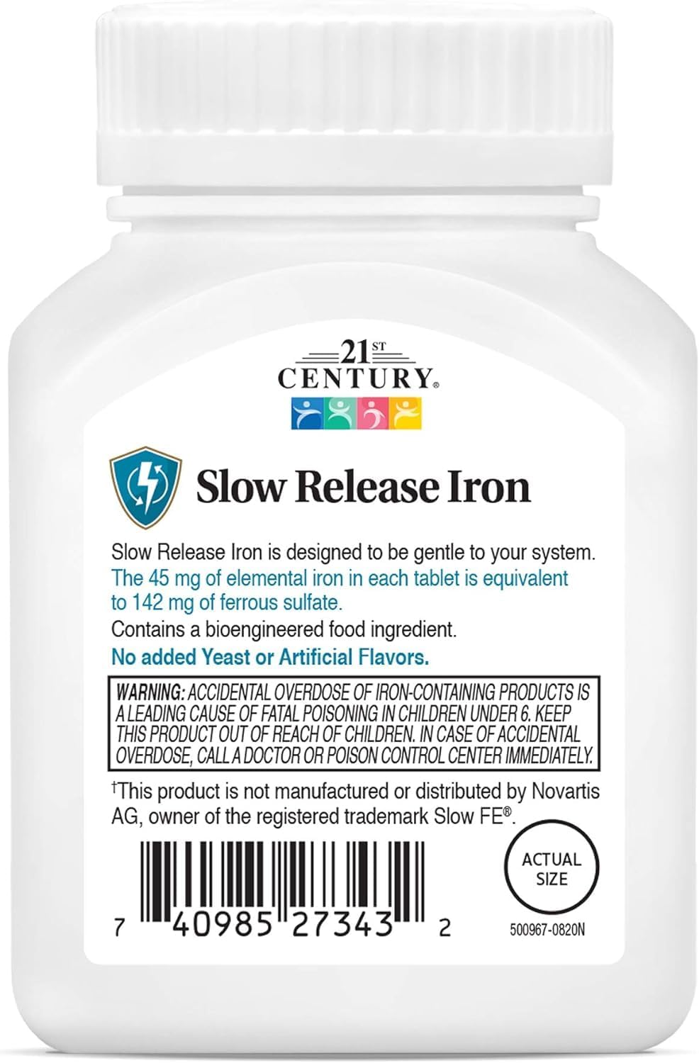 21st Century Slow Release Iron Supplement, 60 Tablets - High Potency Iron Pills for Energy & Immune Support