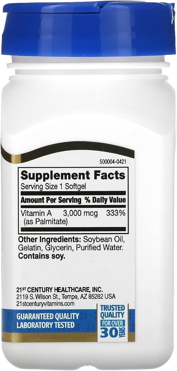 21st Century Vitamin A 10,000 I.U. Softgels, 110 Count
