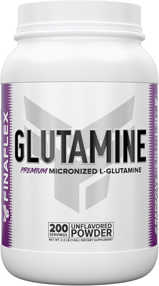 2.2 lbs FINAFLEX Pure Glutamine Powder for Muscle Recovery - Unflavored L-Glutamine Supplement - Supports Nitrogen Levels - 200 Servings