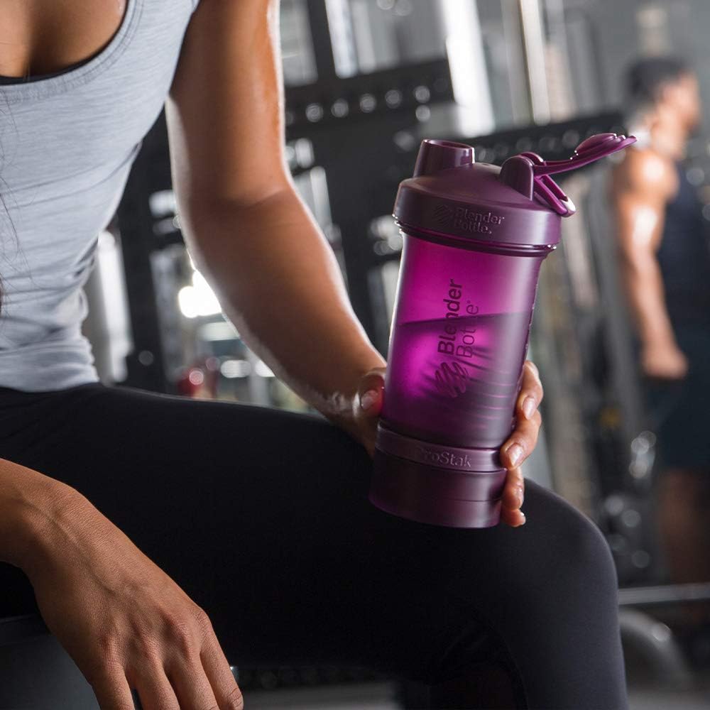 22-Ounce Plum BlenderBottle Shaker Bottle with Pill Organizer and Protein Powder Storage