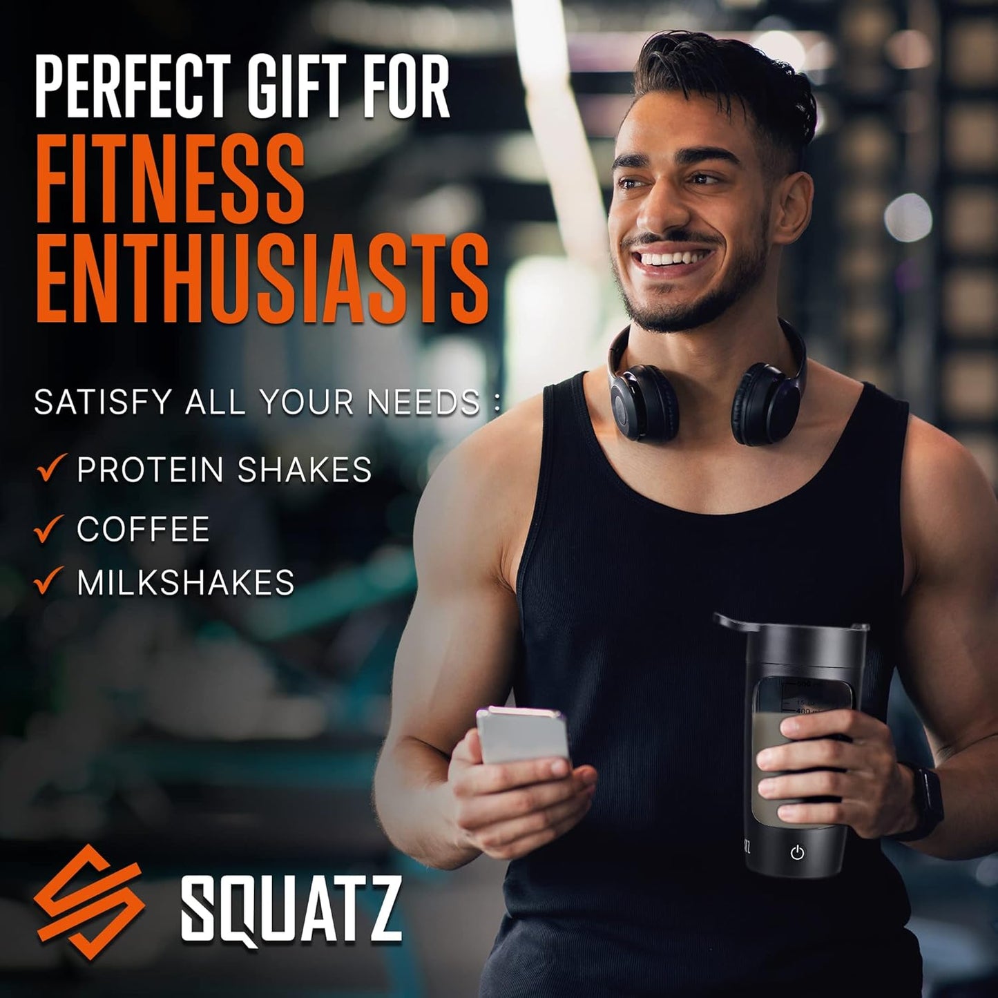 22 Oz Rechargeable Electric Shaker Bottle - Leak-proof Protein Shake Blender - Quick Smooth Drink in 15 Seconds - Ideal for Gym, Coffee, Milkshakes - Black