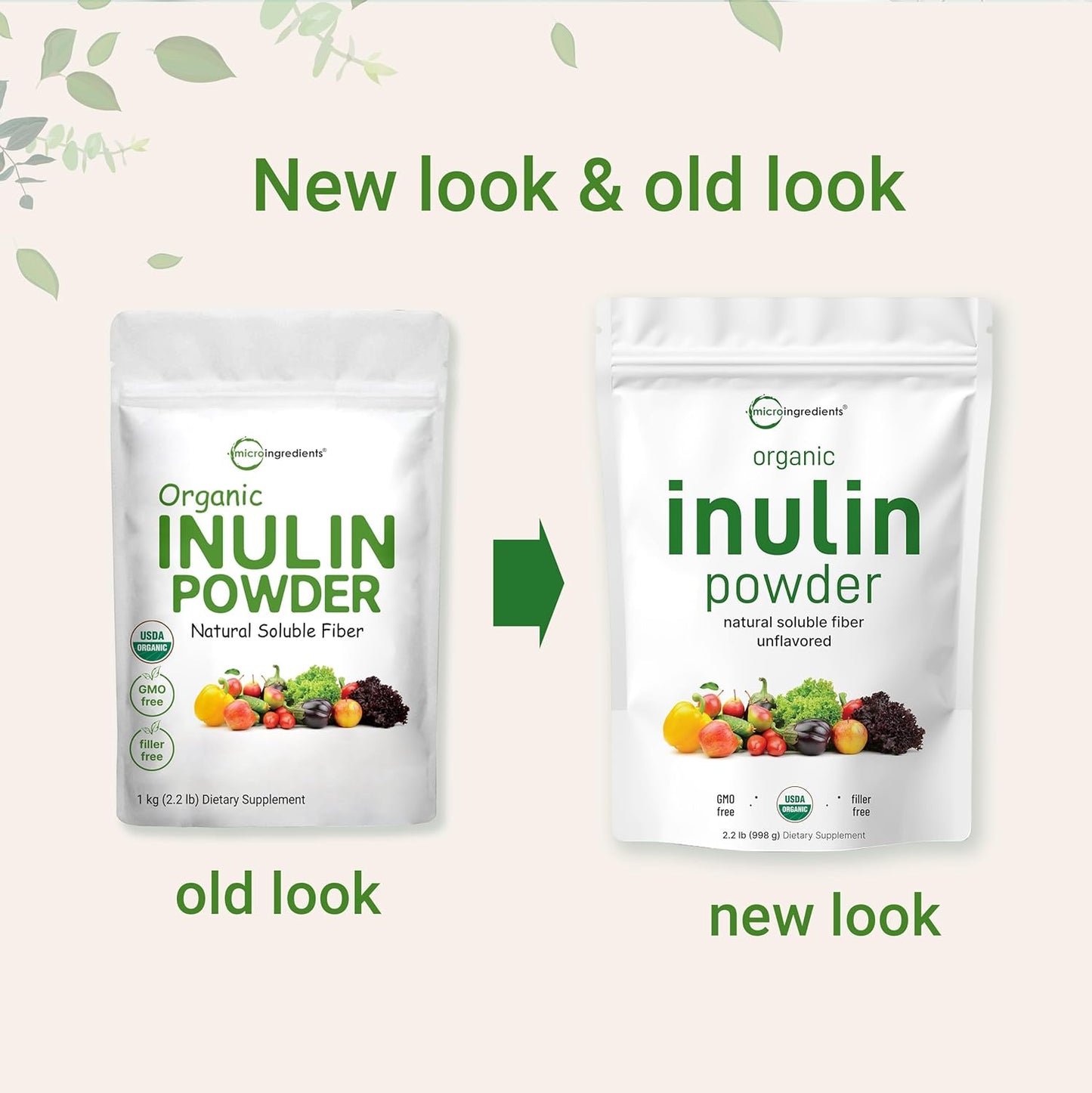 2.2 Pounds Organic Inulin FOS Powder from Jerusalem Artichoke - Water Soluble Prebiotic for Gut Health - Vegan-Friendly Smoothie Fiber