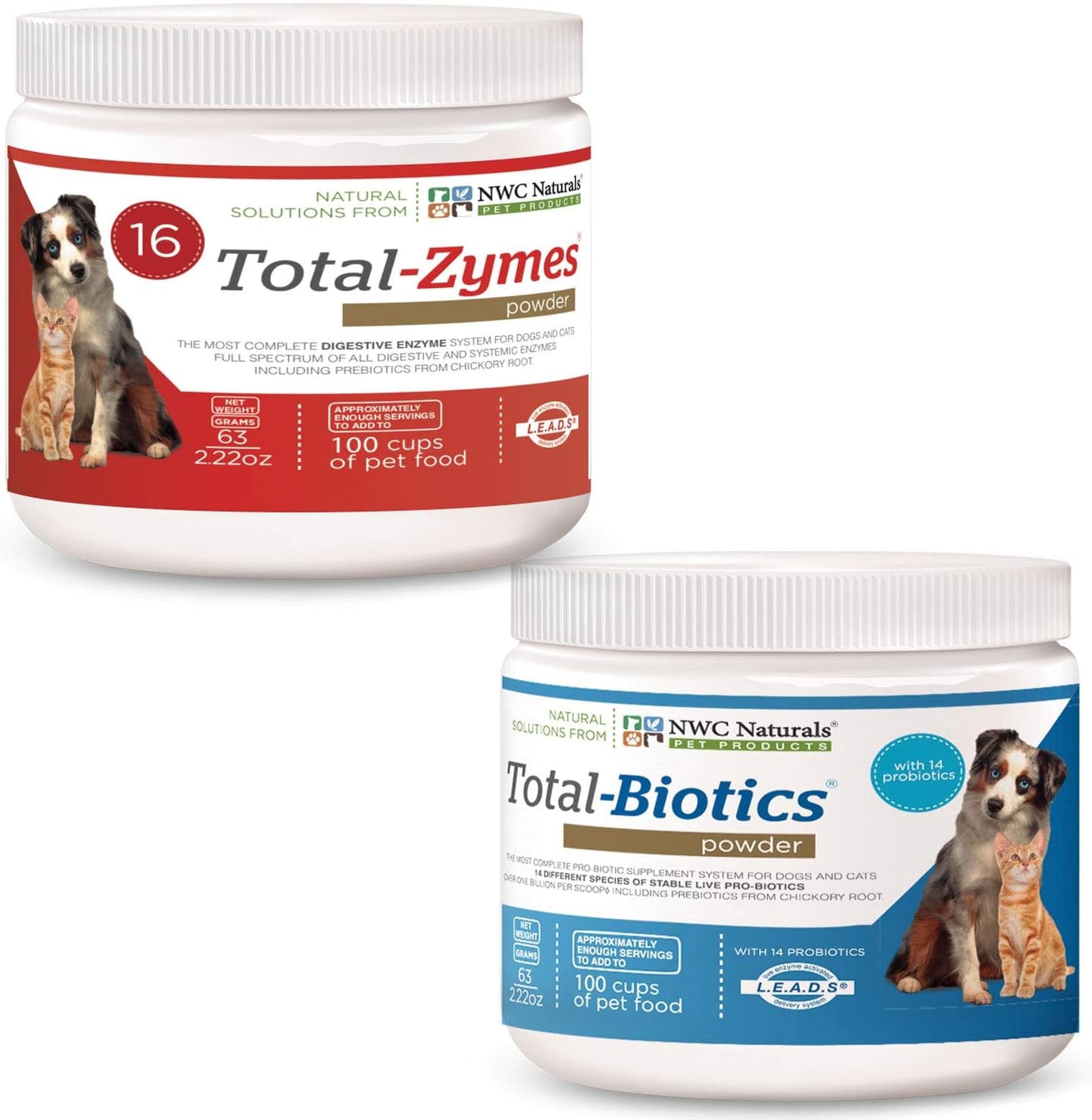 2.22oz NWC Naturals Mini Twin Pack Probiotics & Digestive Enzymes for Cats & Dogs