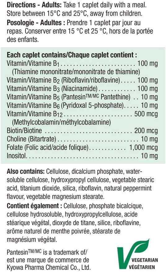 225 Caplets of Jamieson Timed Release B100 Complex - High Potency Vitamin B Supplement for Energy Boost