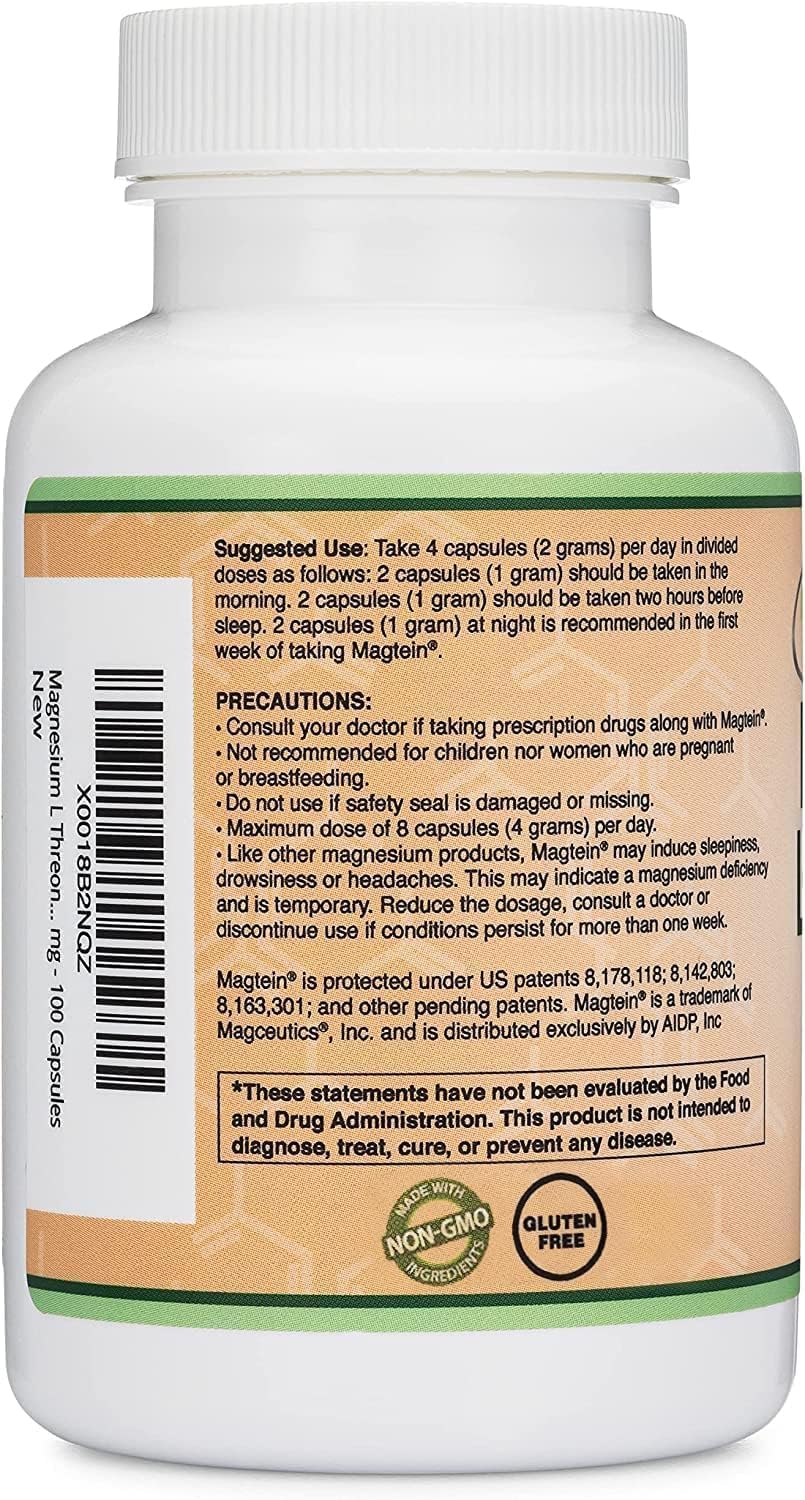 225 Capsules of Double Wood Supplements Essential Amino Acids and 100 Capsules of Magnesium L Threonate, High-Dose Serving Sizes