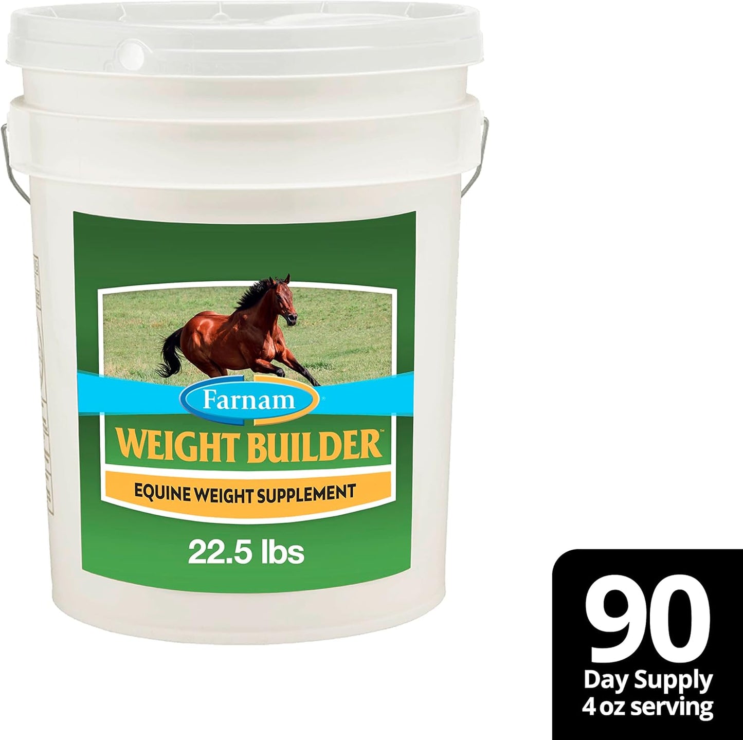 22.5 lb Farnam Weight Builder Horse Supplement - Sugar-Free, Maintains Optimal Weight & Body Condition, 90 Day Supply