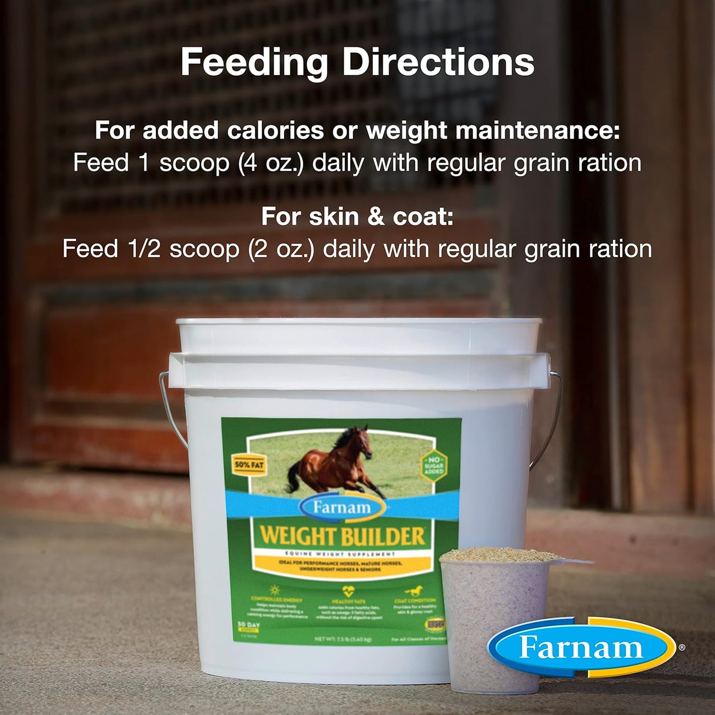 22.5 lb Farnam Weight Builder Horse Supplement - Sugar-Free, Maintains Optimal Weight & Body Condition, 90 Day Supply