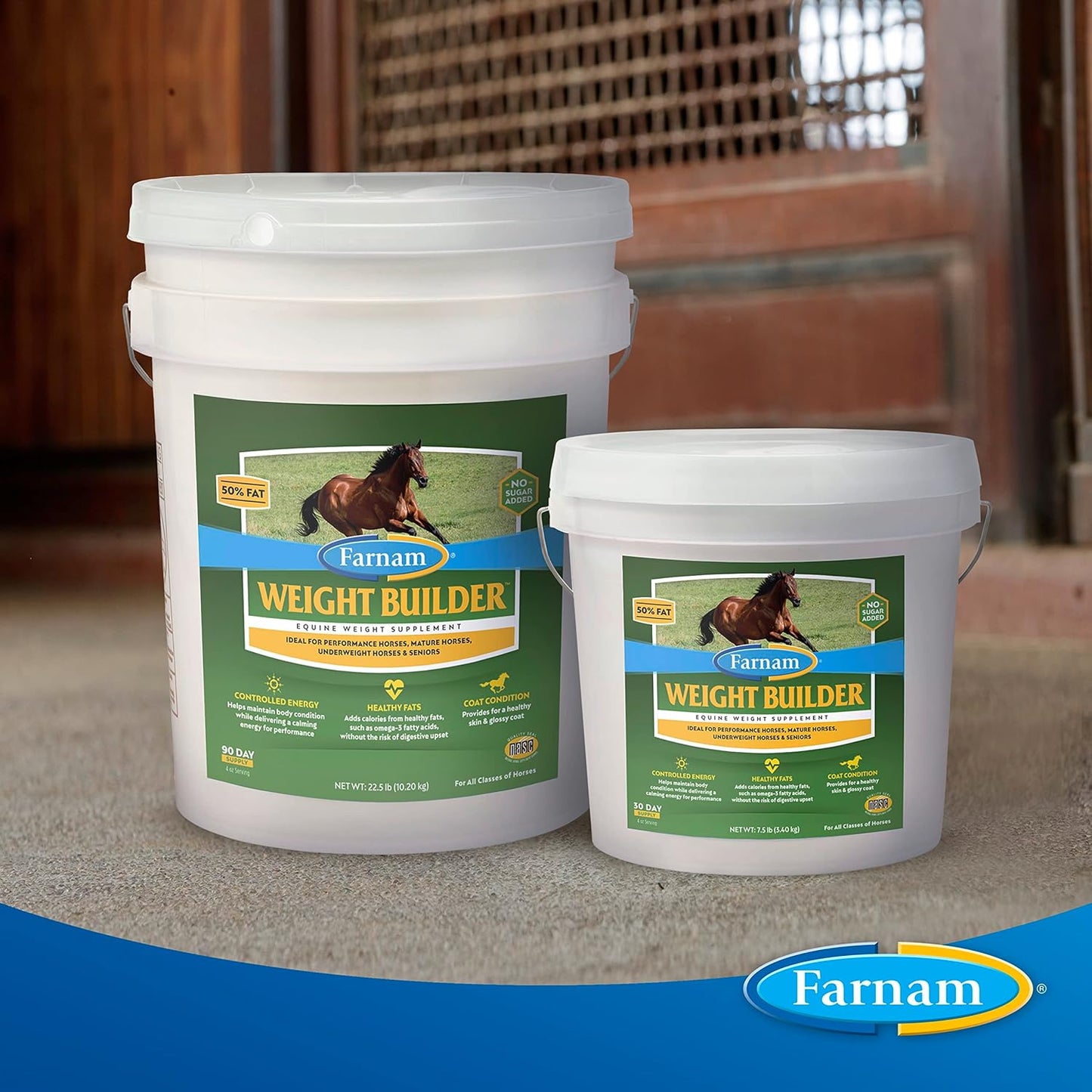 22.5 lb Farnam Weight Builder Horse Supplement - Sugar-Free, Maintains Optimal Weight & Body Condition, 90 Day Supply