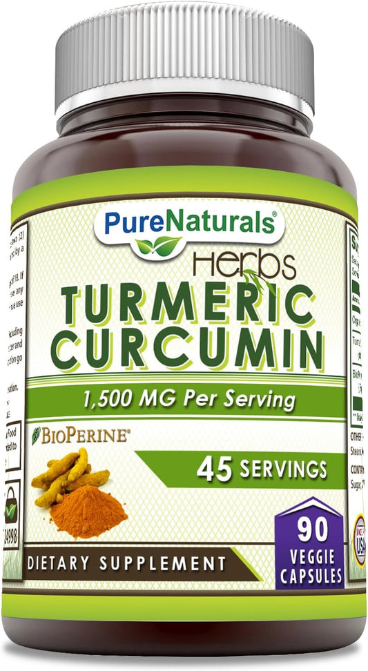 2250 mg Turmeric Curcumin Supplement with Bioperine | Non-GMO Veggie Capsules | Gluten Free | Made in USA | 90 Count