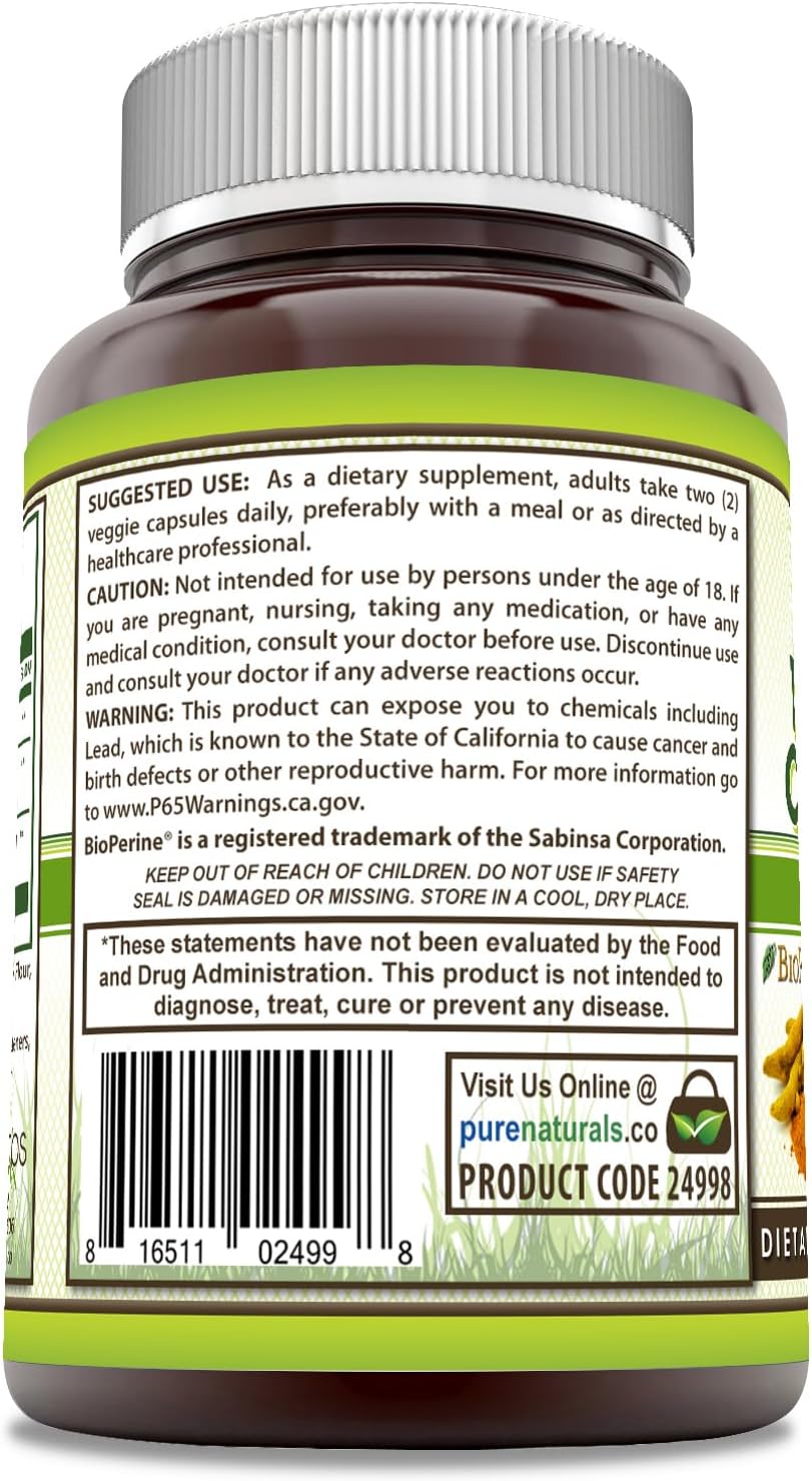 2250 mg Turmeric Curcumin Supplement with Bioperine | Non-GMO Veggie Capsules | Gluten Free | Made in USA | 90 Count