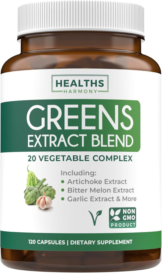 2250mg Super Greens Antioxidants Superfoods Supplement - 20 Ingredients with Sprouts, Mushrooms, Roots - NON GMO - 120 Capsules