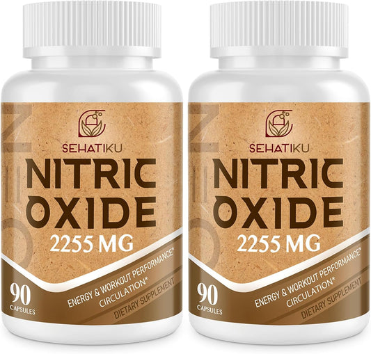2255 MG Nitric Oxide Supplement - Heart, Circulation, Immune Support - 6-in-1 Phytonutrient Blend - 90 Capsules x 2