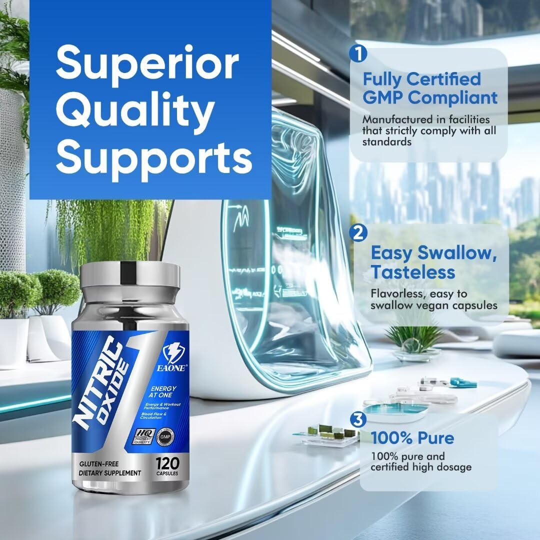 2255mg Nitric Oxide Supplement for Energy Boost and Gym Gains - Beet Root and Grape Seed Extract - 120 Capsules for Men and Women