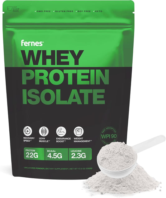 22g Grass-Fed Whey Protein Isolate with 4.5g BCAAs - Cold Pressed WPI 90 for Superior Digestibility - 20 Servings