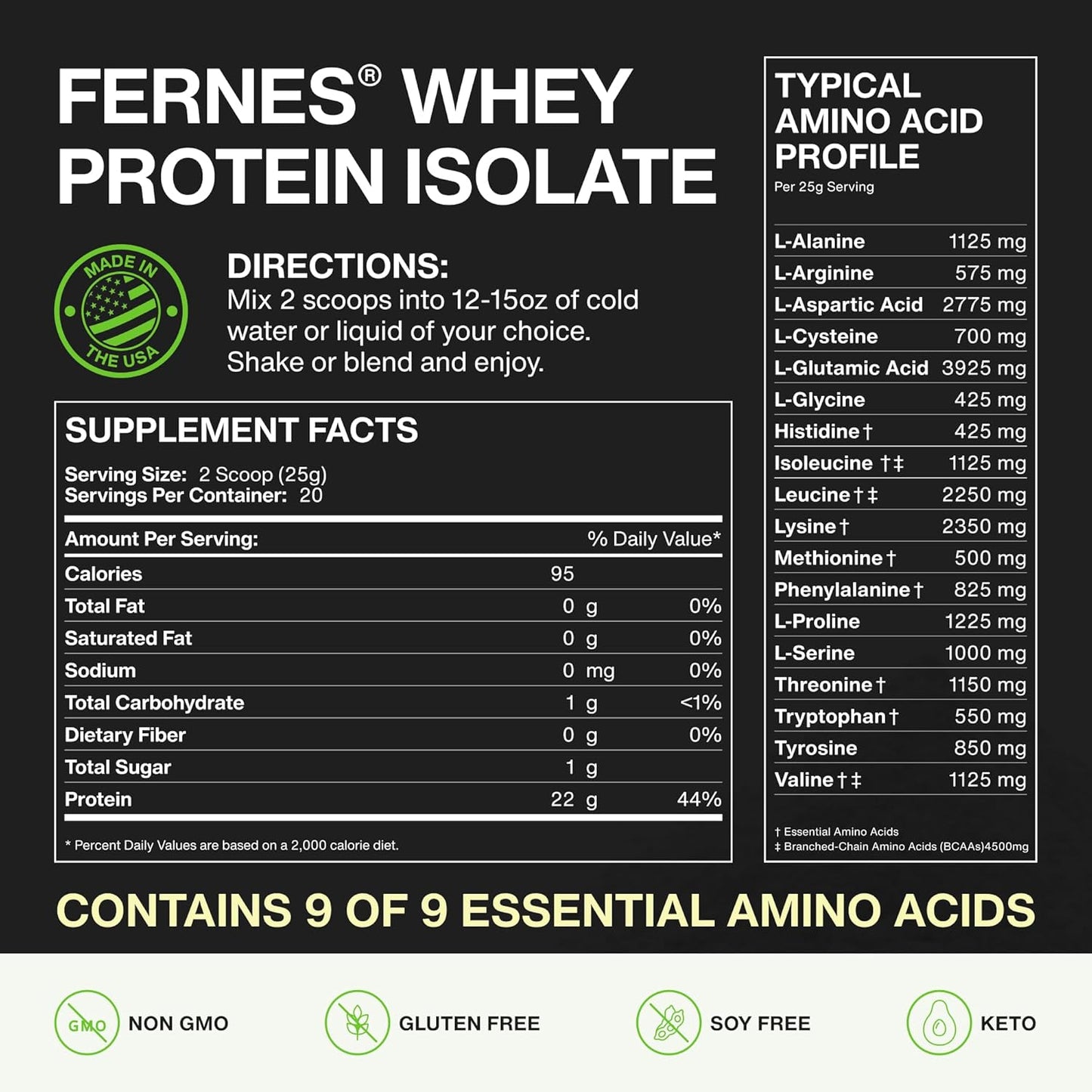 22g Grass-Fed Whey Protein Isolate with 4.5g BCAAs - Cold Pressed WPI 90 for Superior Digestibility - 20 Servings
