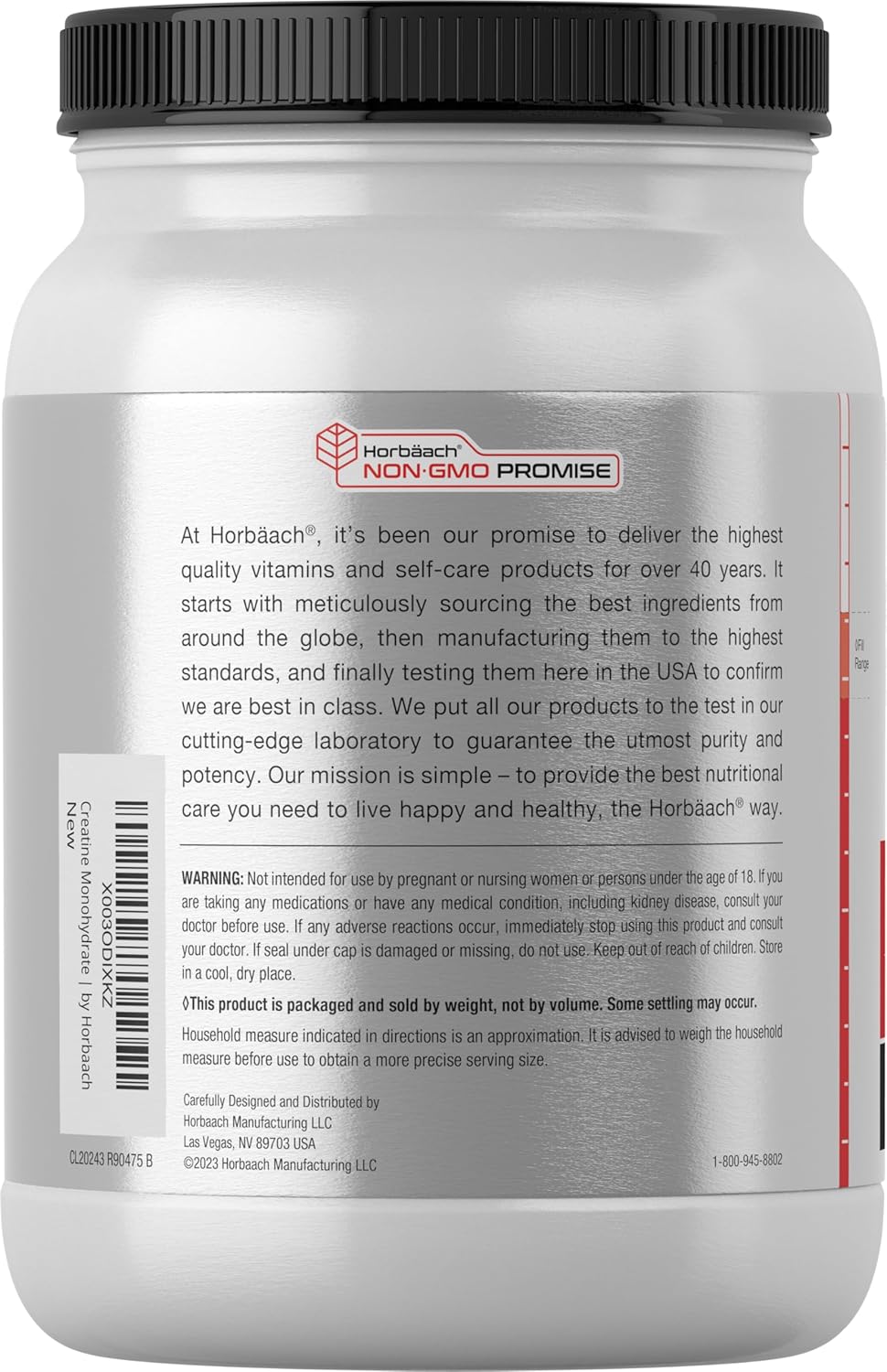 2.2lbs Horbäach Creatine Monohydrate Powder - Micronized, Unflavored, Vegetarian, Non-GMO, Gluten Free