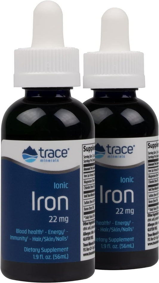 22mg Trace Minerals Ionic Iron Liquid Supplement with Magnesium - Supports Energy, Brain Health, and Immune System - Gluten-Free - 1.9 fl oz (2 Pack)