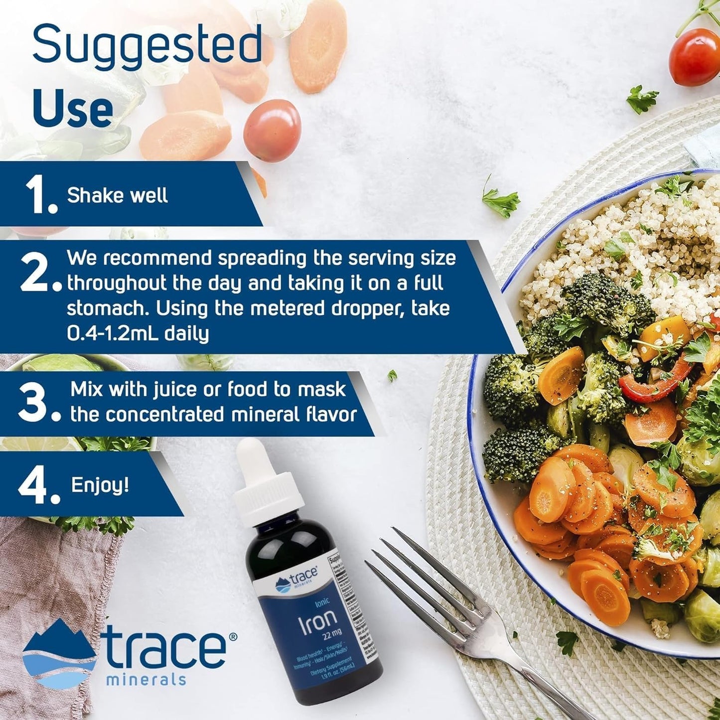 22mg Trace Minerals Ionic Iron Liquid Supplement with Magnesium - Supports Energy, Brain Health, and Immune System - Gluten-Free - 1.9 fl oz (2 Pack)