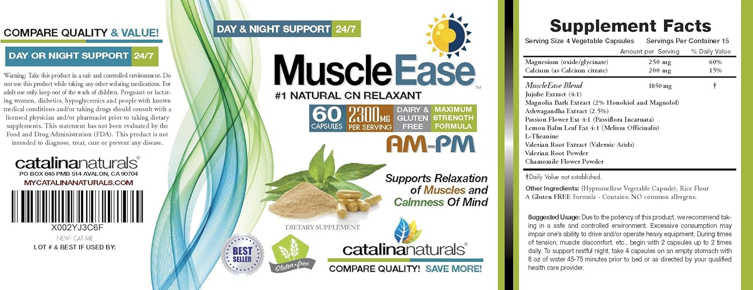 2300mg Maximum Strength Magnesium Glycinate Day/Night Relaxant - 60 Capsules by Catalina Naturals