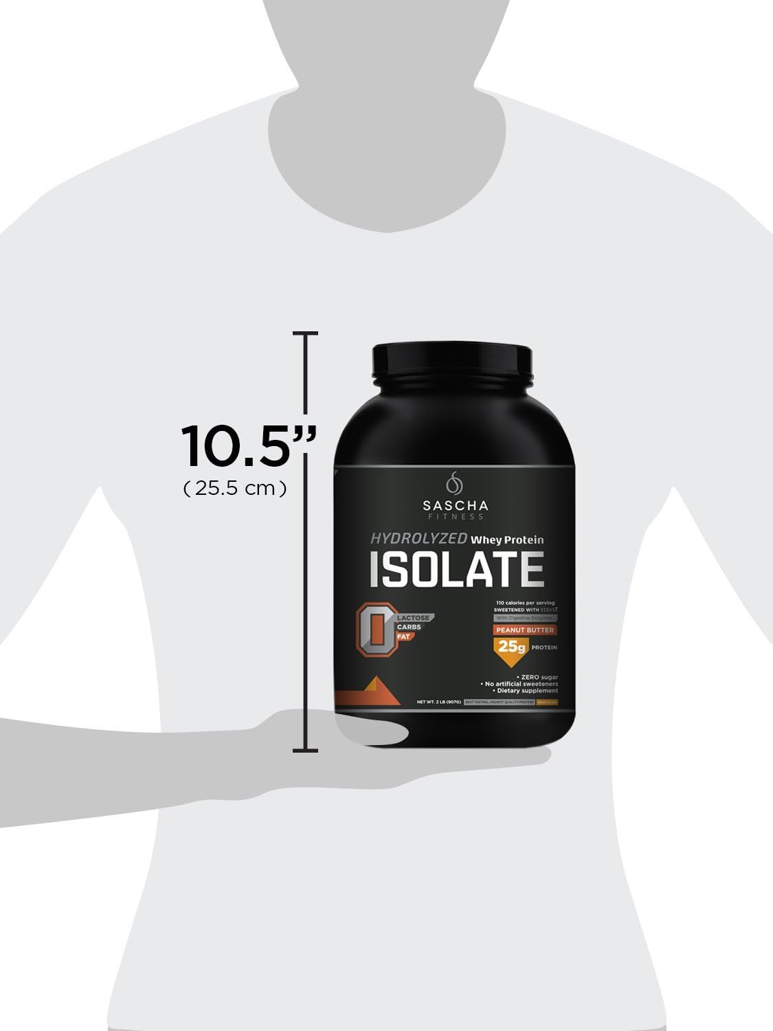 2.3lb Peanut Butter Grass-Fed Hydrolyzed Whey Protein Isolate by SASCHA FITNESS