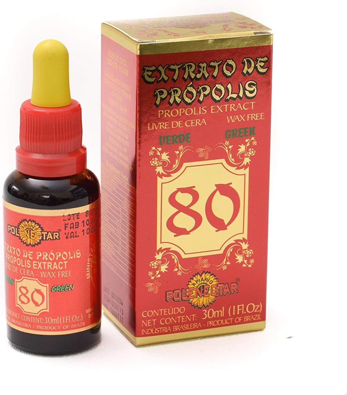 24 Bottles of UNGROL Polenectar Brazil Green Bee Propolis Extract Wax Free 80 (30ml)