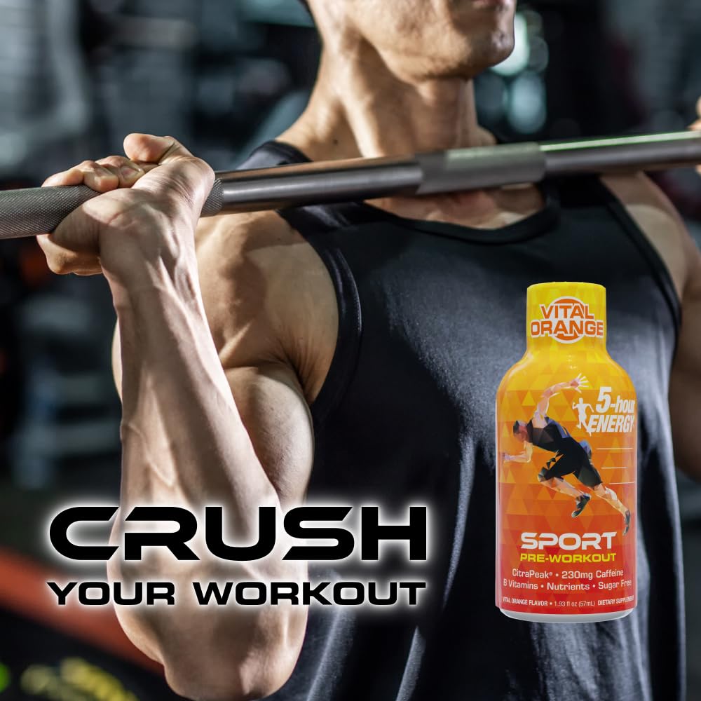 24 Count 5-Hour Energy Extra Strength Sport Shots with Citrapeak, Vital Orange Flavor - Pre-Workout Boost