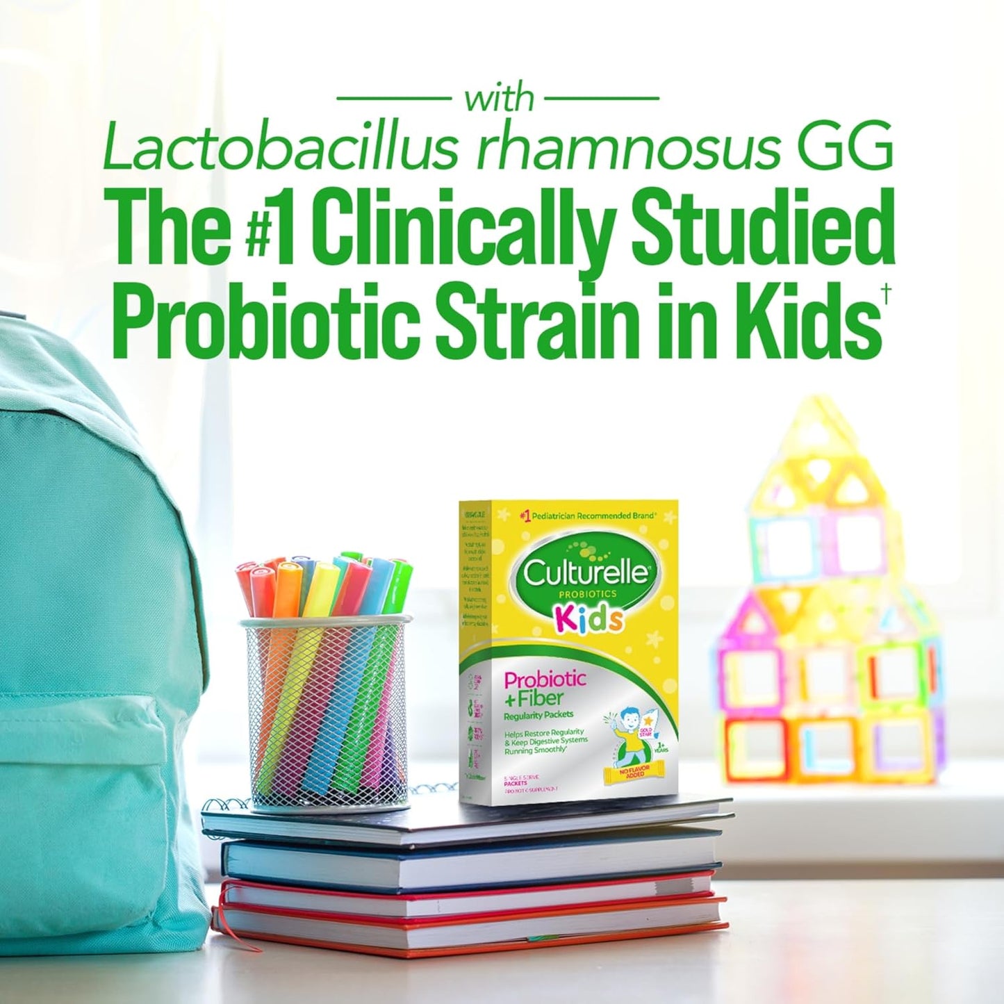 24 Count Culturelle Kids Probiotic + Fiber Packets for Digestive & Immune Health - Ages 1+, Promotes Regularity