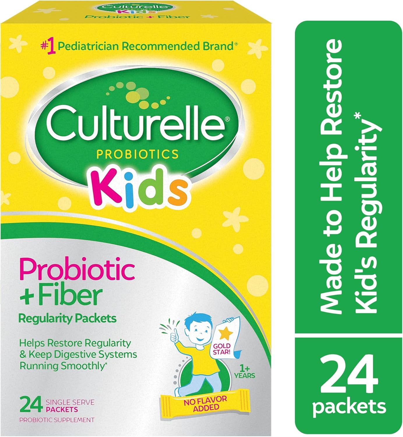 24 Count Culturelle Kids Probiotic + Fiber Packets for Digestive & Immune Health - Ages 1+, Promotes Regularity
