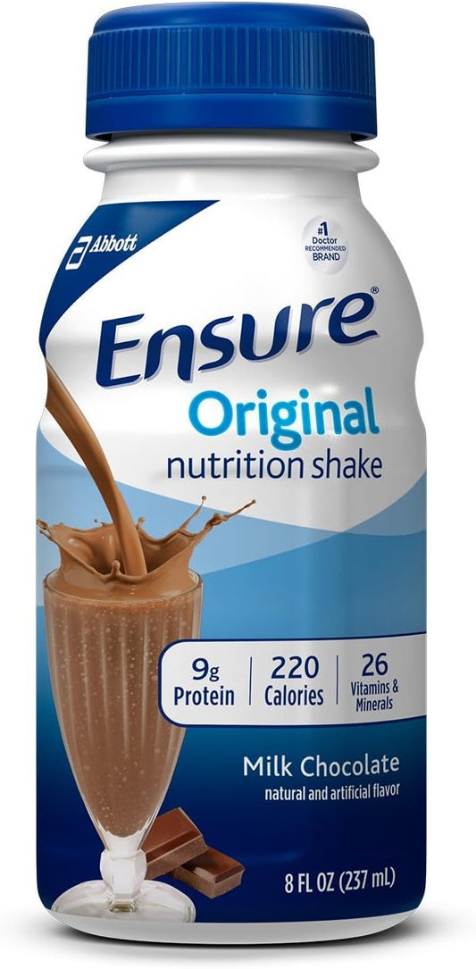 24 Count Ensure Original Nutrition Shake, 9g Protein, Meal Replacement, Milk Chocolate, 8 fl oz