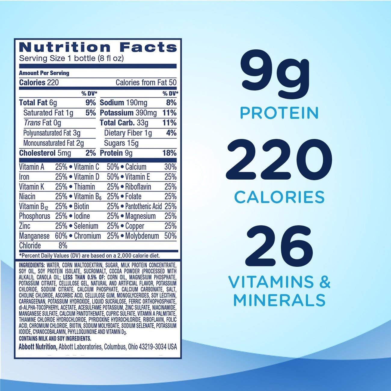 24 Count Ensure Original Nutrition Shake, 9g Protein, Meal Replacement, Milk Chocolate, 8 fl oz