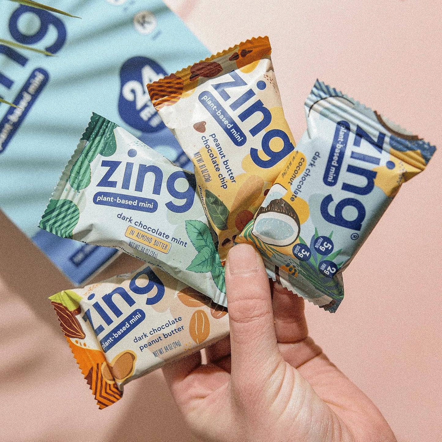 24-Count Zing Kids Protein Bars Variety Pack, Gluten-Free Mini Bars with High Protein, Vegan Nutrition Bars, Dairy-Free Plant-Based Protein - 100 Calories