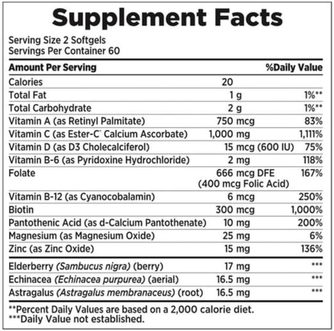 24 Hour Immune Support: Vitamin C, Zinc, and Vitamin D Softgels by LONG GLACIER Nature's Bounty